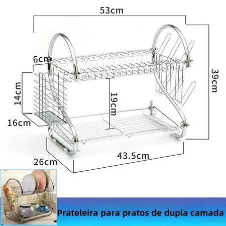 Escorredor de  Pratos em Aço Cromado