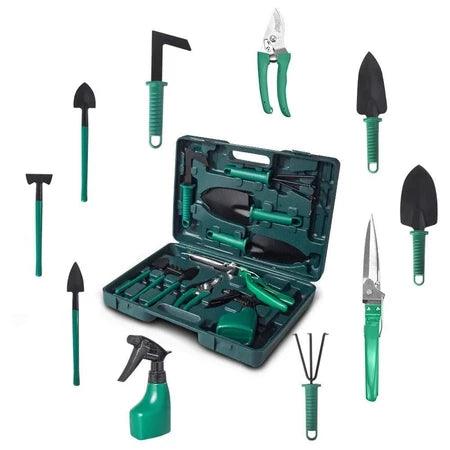 Kit de Jardinagem com 10 Peças e Maleta Organizadora